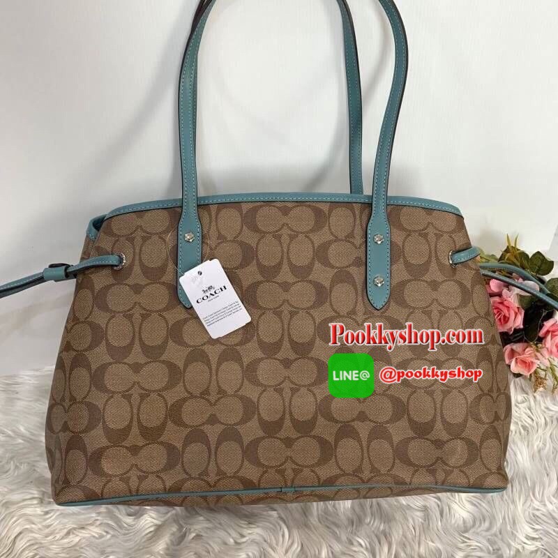 COACH กระเป๋า DRAWSTRING CARRYALL IN SIGNATURE COATED CANVAS F57842