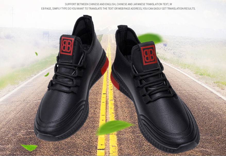 สินค้ามาใหม่ หล่อๆเลยจ้า รองเท้าหนังนิ่มวัสดุเป็นหนัง pu เนื้อนุ่มคุณภาพดี เพิ่มความโดดเด่นด้วยดีไซน์ตัดขอบพื้นและแต่งโลโก้สีแดงลงบนสีดำพื้น สวยสะดุดตามากๆ พื้นผลิตจากยางพาราเดินไม่ลื่น งานเรียบๆแต่ดูดี ทรงกระชับหนังนุ่มไม่บีบกัดเท้าให้รำคาญใจ ใส่สบายเท้า