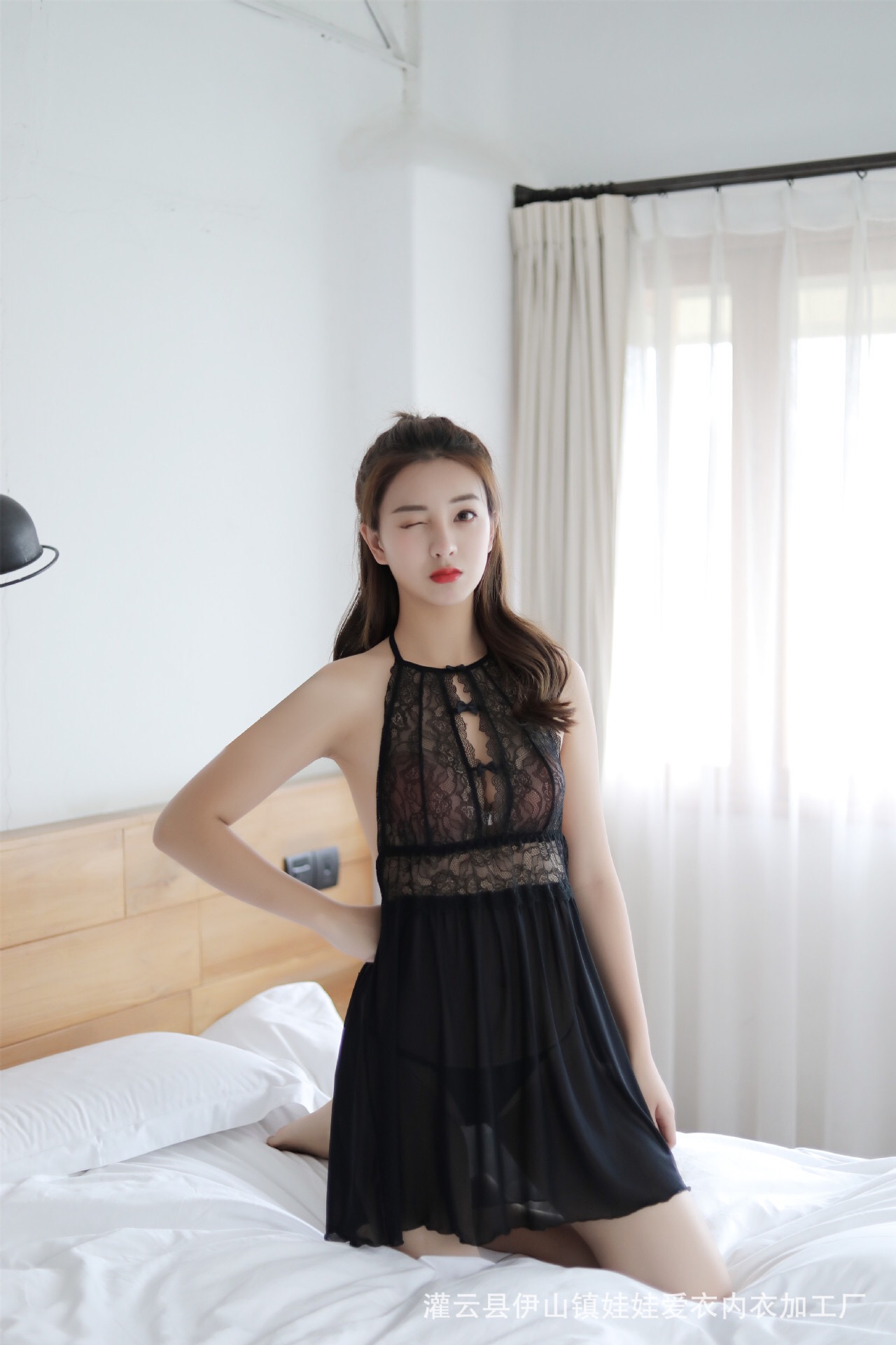 ชุดเดรส ชุดนอน ลูกไม้ ซีทรู สีดำ เนื้อผ้าลูกไม้สวยหรู งานสวย เซ็กซี่มากคะ สำเนา