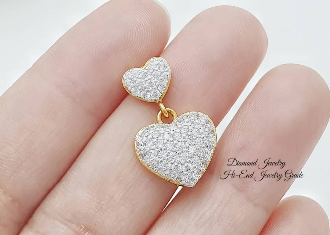 New Arrival !!!!!!!! ต่างหูเพชร CZ แท้ ดีไซน์หัวใจเพชรวิ้ง ขาว ใส เพชรเด้งไฟมากกก ใส่เป็น everyday look ได้เลยจ้า