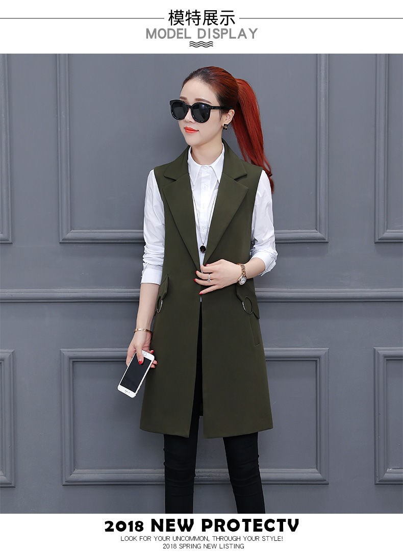 เสื้อสูทนำเข้า : เสื้อกั๊กสูทแฟชั่น เสื้อกั๊กแฟชั่น สีเขียว เสื้อสูทแขนกุด เนื้อผ้า Polyester งานสวย คุณภาพดี มีซับใน ใส่สบาย ทรงเนี๊ยบ งานสวยเหมือนแบบ 100 % ค่ะ คอปก ติดกระดุมเม็ดเก๋ รูปทรงสุดหรู ตัวยาวคลุมสะโพก ใส่ทำงานได้ หรือ ใส่เที่ยวก็เก๋ๆ มีกระเป๋า