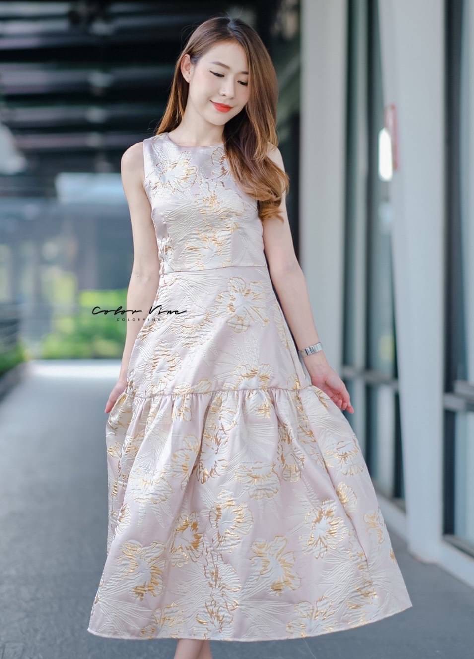 Detail : Maxi Dress ผ้าทอ แขนกุด ทรงสวยผ้าเนื้อดีสุด ๆ ซิปด้านหลัง ซับหนา รับประกันคุณภาพ