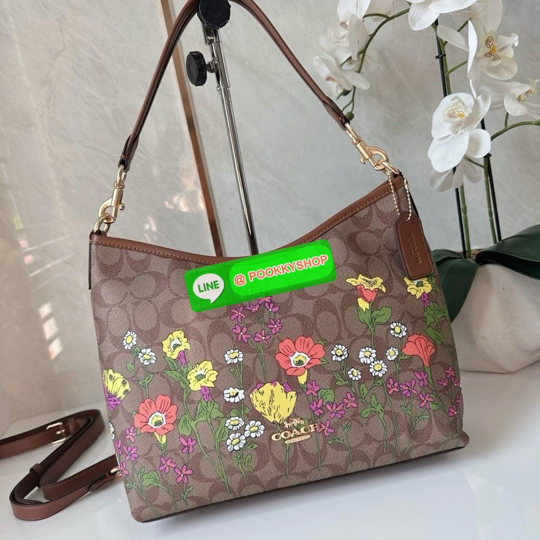 COACH LAUREL SHOULDER BAG IN SIGNATURE CANVAS WITH FLORAL PRINT (CR150) 🔖กระเป๋าถือ/สะพายข้าง คอลเลคชั่นใหม่ โดดเด่นปริ้นลายดอกไม้