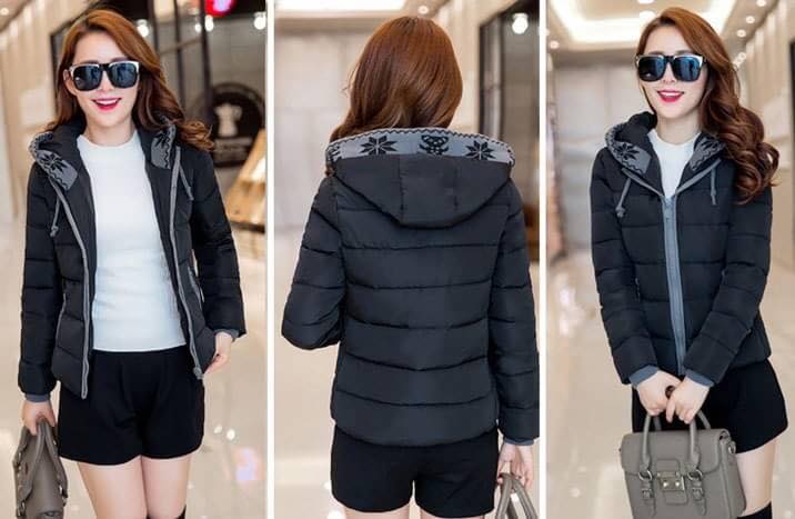 เสื้อโค้ทแฟชั่นนำเข้า : เสื้อโค้ทแฟชั่น พร้อมส่ง สีดำ ดีเทลตัดสีด้วยสีเทาช่วงแขนจั๊มและซิบรูด แต่งลายช่วงฮูทสุดเท่ห์ มีกระเป๋าด้านข้าง แฟชั่นมาใหม่สไตล์เกาหลี แบบน่ารัก เหมาะสำหรับใส่เดินทางไปต่างประเทศได้ค่ะ