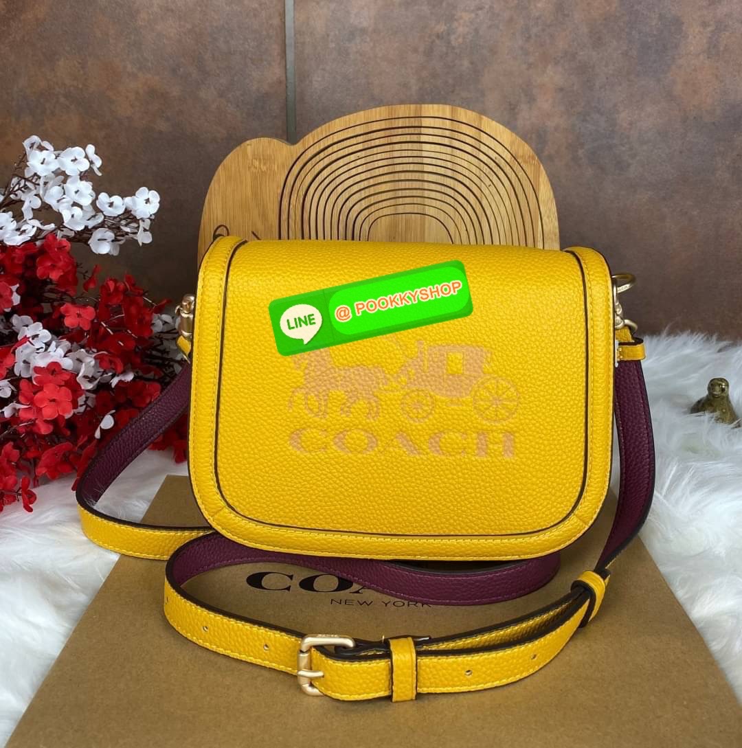 CoachSADDLE BAG WITH HORSE AND CARRIAGE (COACH C4058) หนังกรวดละเอียดภายในกระเป๋ามัลติฟังก์ชั่น กระดุมแม่เหล็ก ซับในผ้านอกกระเป๋าเปิด สายสะพายถอดได้ สายสะพายยาว 22" สำหรับสะพายไหล่หรือ crossbody