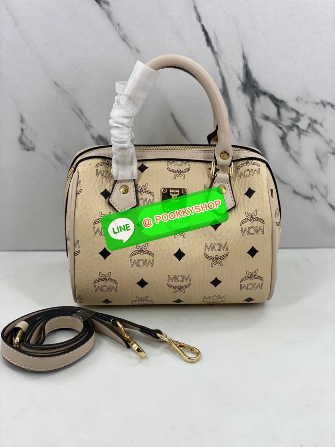 MCM VISETOS ORIGINAL ESSENTIAL BOSTON BAG COGNAG