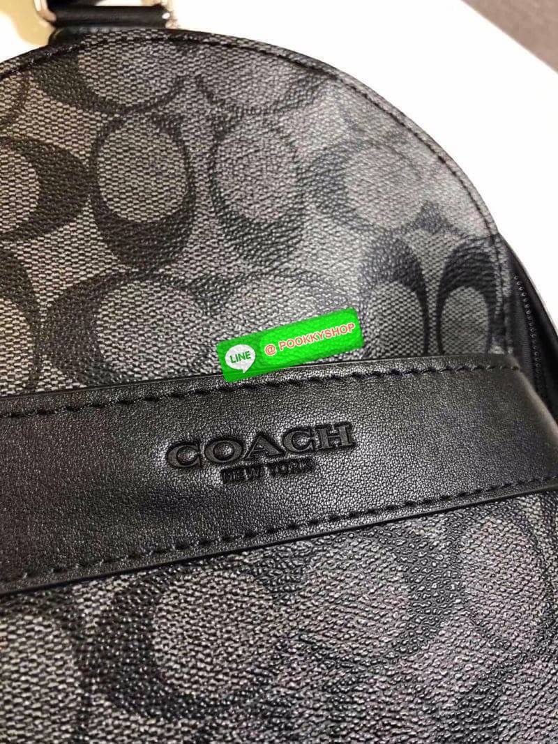 Coach Crossbody Charles Charcoal Black Signature Coated Canvas Backpack
