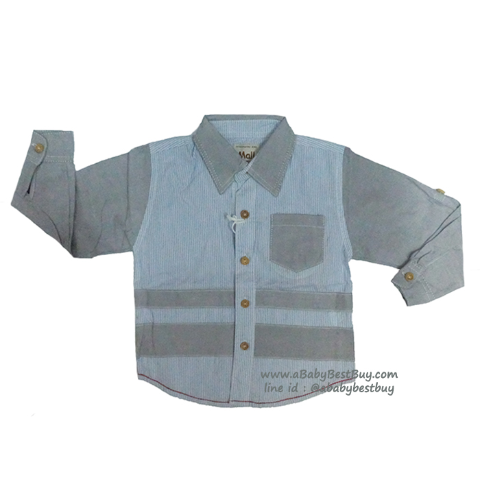 ( 1-2-3 ) เสื้อเชิ้ตแขนยาวสีฟ้า แฟชั่น เด็กผู้ชาย สุดเท่ห์ ใส่สบาย (Size 1-2-3)
