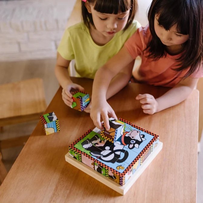 Melissa & Doug Cube Puzzle พัซเซิลลูกบาศก์ บล๊อกไม้ 16 ชิ้น 6 รูป