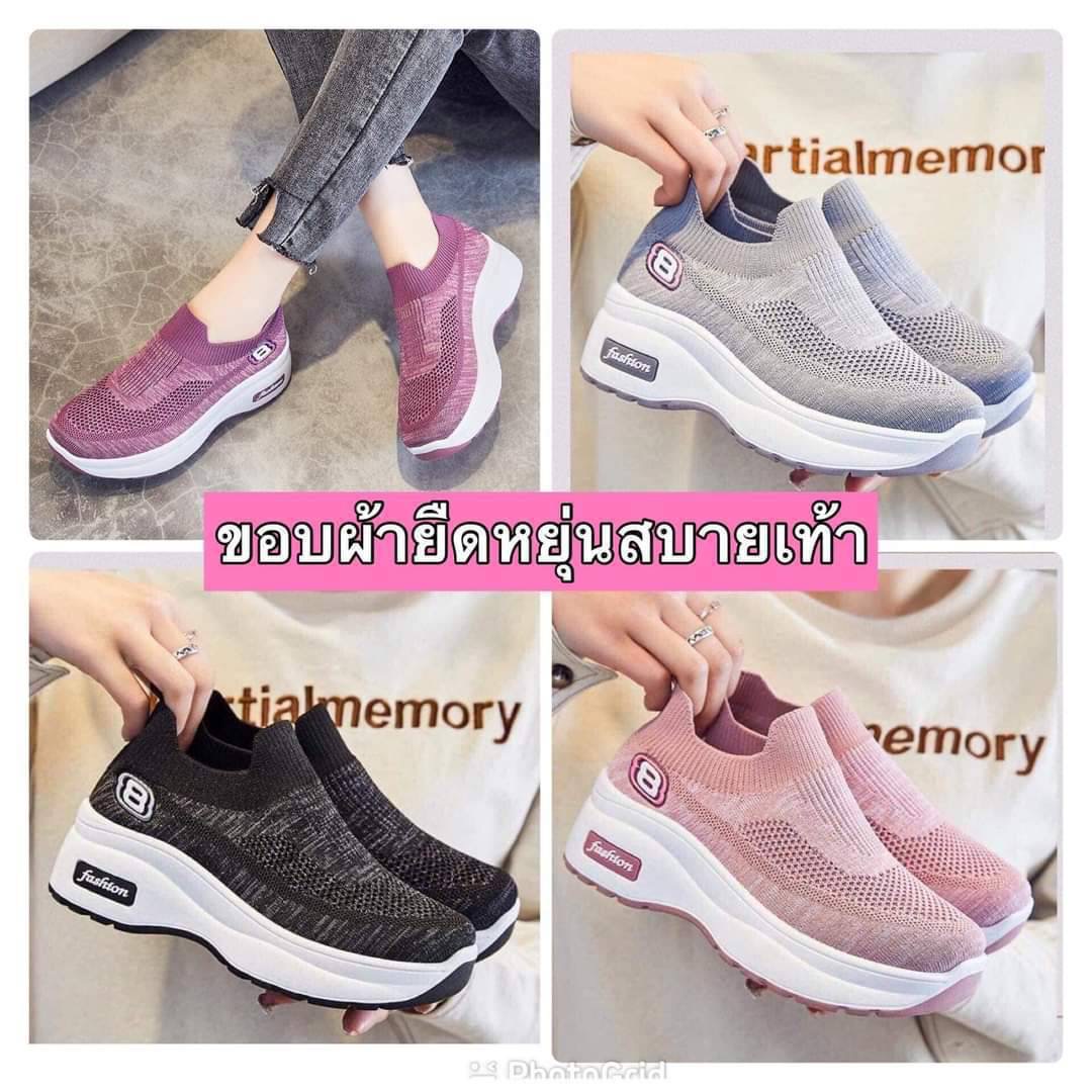 💥💥รุ่นใหม่เพิ่มความสูง!! 💥💥พร้อมส่งเลย ไม่ต้องรอนานคร๊า🌟🌟 ไม่อยากให้พลาดเลยสำหรับรุ่นนี้ !! รองเท้าสุขภาพทรงสลิปออน วัสดุผ้าทอเนื้อหนานุ่มขึ้นทรง ใส่สบายกระชับเท้า ดีไซน์สวยเก๋ พื้น 2 นิ้ว รองรับแรงกระแทกเท้