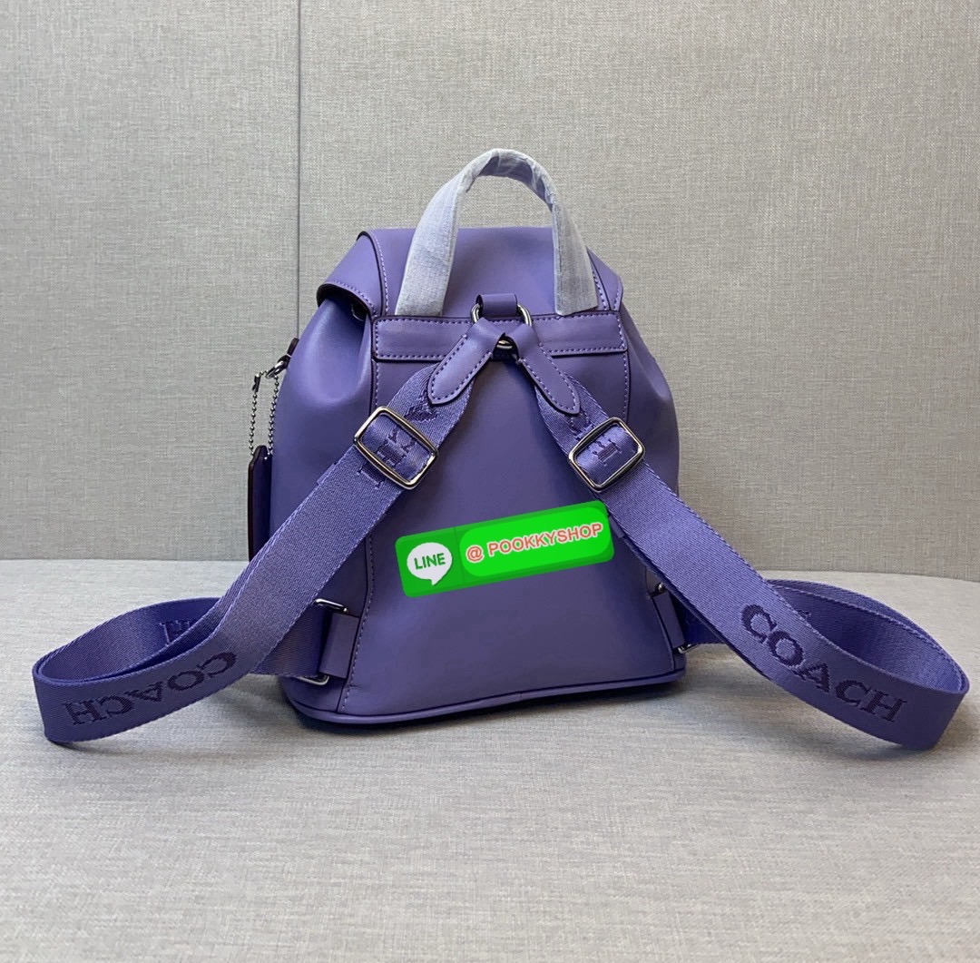 COACH PACE BACKPACK COACH CR100 | Refined calf leather | Inside zip and multifunction pockets | Drawstring and speedclip closures, fabric lining | Handle with 3" drop | Outside zip pocket | Outside zip access to interior |