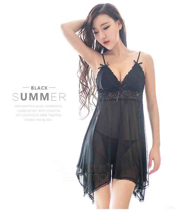 ชุดนอนเซ็กซี่ ชุดนอนซีทรู แต่งลูกไม้ ช่วงอก ชายเล่นระดับ เนื้อผ้าเกรดพรีเมี่ยม ทิ้งตัว สวยหรู มากคะ +G-string เข้าชุด