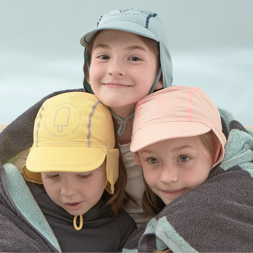 Kidsumplay Kids UV Swim Flap Cap หมวกกันแดดสำหรับยาวปิดคอ
