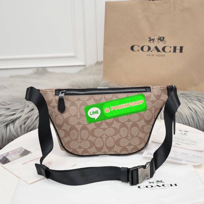 Coach GRADE BELT BAG IN SIGNATURE CANVAS (COACH C1411) Signature coated canvas and refined calf leather| Inside multifunction pocket| Zip closure, fabric lining| Outside zip pocket| Adjustable strap for wear at waist