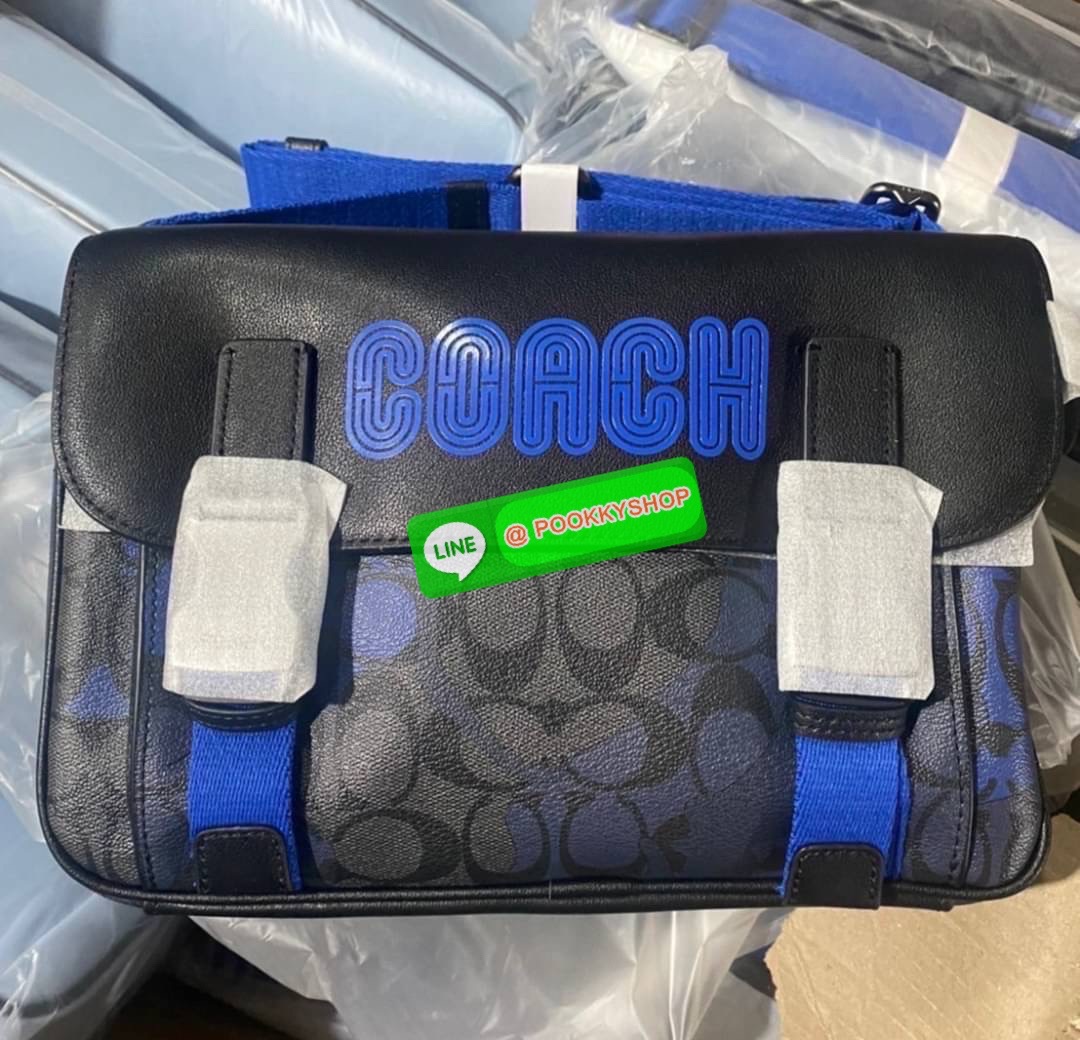 COACH TRACK CROSSBODY IN COLORBLOCK SIGNATURE CANVAS WITH COACH PATCH (C6657) 🛍🛍กระเป๋าสะพายทรงแมสเซ็นเจอร์ ทรงสวยรุ่นที่ต้องมีติดตัวคะหนุ่มๆ จุของได้เยอะมากแบ่งเป็นสัดเป็นส่วน วัสดุหนังแคนวาสสลับหนังแท้ กระเป๋ามีตัว ล็อค มีซิปด้านใน ด้านห