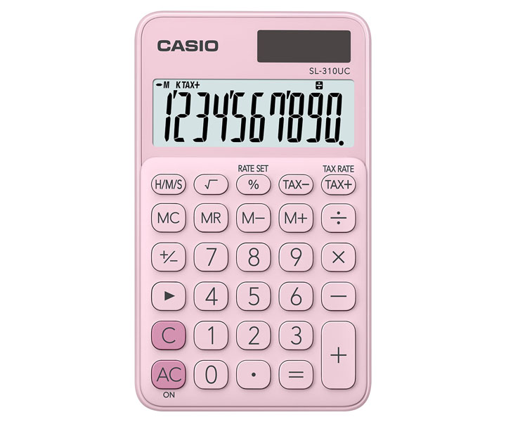 เครื่องคิดเลขพกพา 10 หลัก Casio # SL-310UC สีชมพูอ่อน