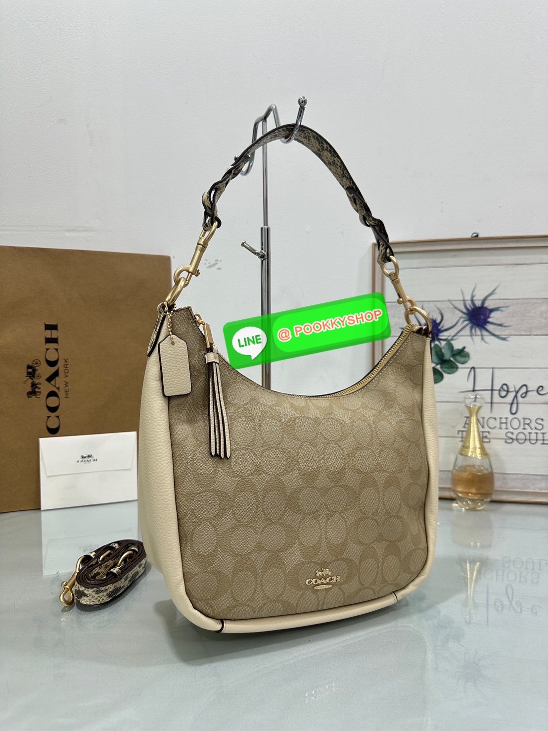Coach C9190 Jules Hobo Shoulder Crossbody bag Refined pebble leather Inside zip and multifunction pockets Zip-top closure, fabric lining Detachable handle with 11" drop Outside zip pocket