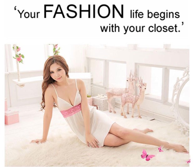 ชุดนอนเซ็กซี่ ขุดนอนสายเดี่ยว สีขาว แต่งลูกชมพู สวยหวานมากๆคะ Free size