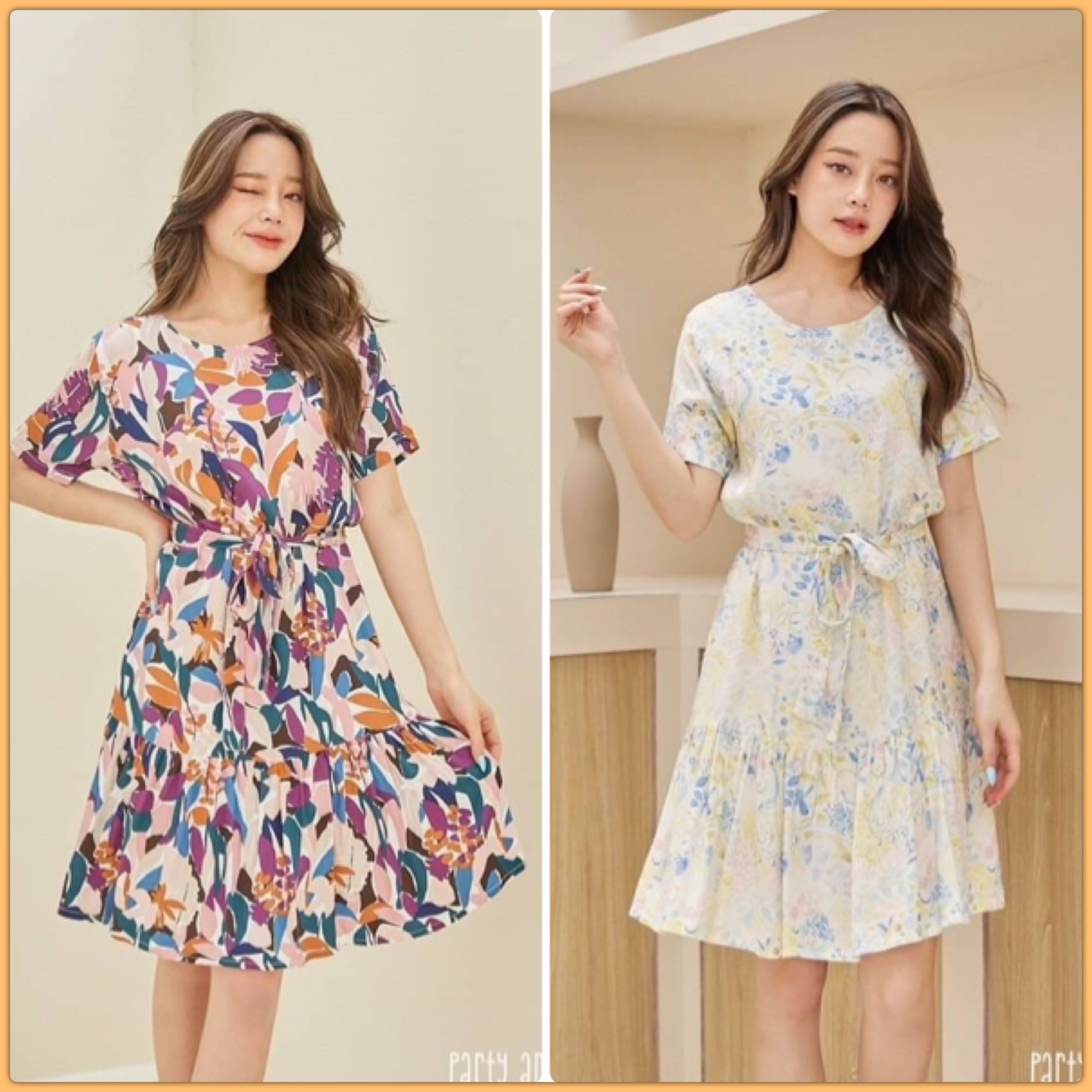 รอบนี้เป็นลายดอกไม้สีน่ารักมากค้าา เดรสคอกลมทรงแขนสั้นต่อชายระบาย ทรงน่ารักใส่ได้บ่อยๆค่ะ ผ้า cotton เนื้อนุ่มใส่สบายค่ะ มีซับในตัวให้ด้วย ซิปหลัง มีกระเป๋าล้วงด้านข้าง มาพร้อมสายผูกเอวค้า