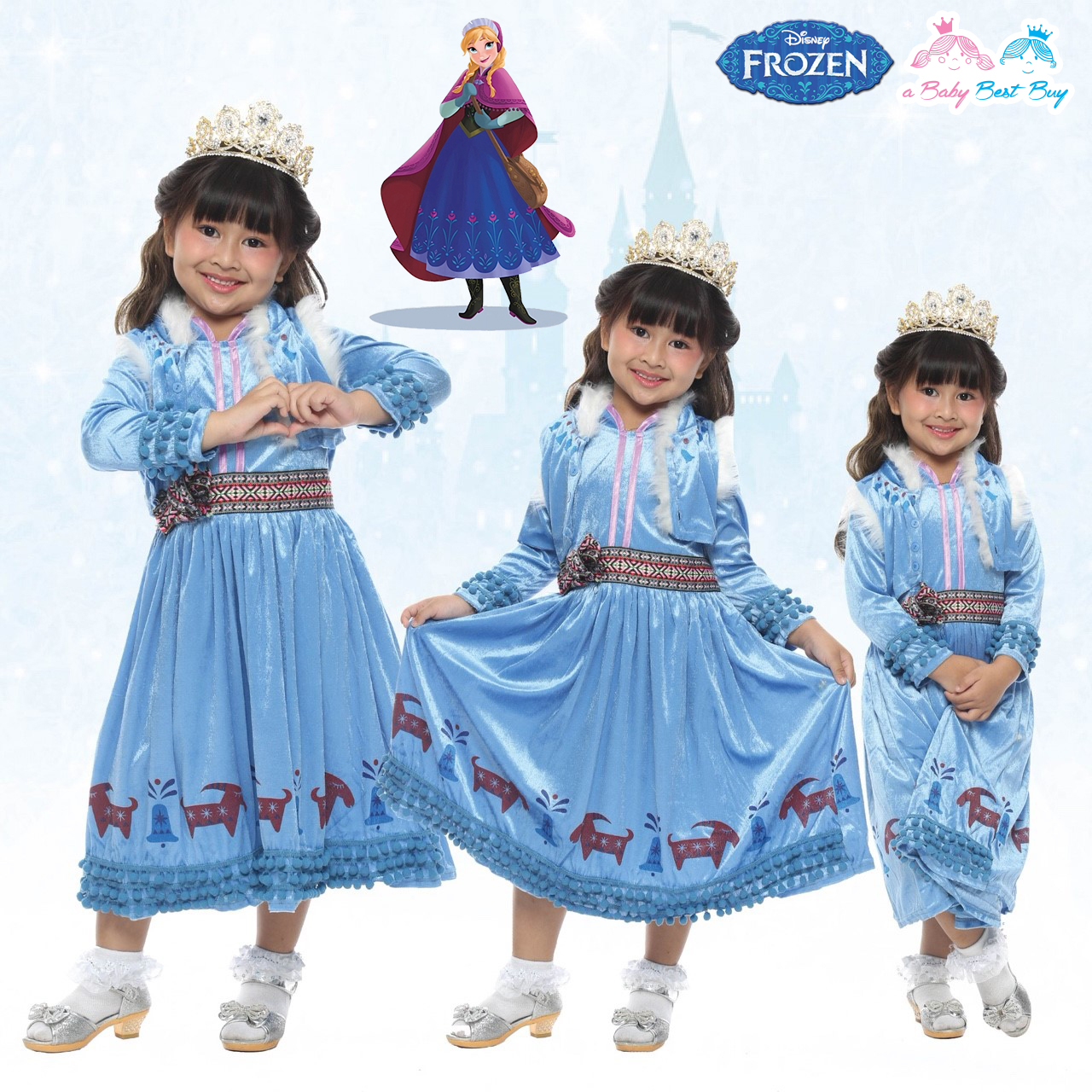 " ชุดเดรส ชุดแฟนซี เจ้าหญิงอันนา Frozen ภาค2 ผจญภัยแดนคำสาปราชินีหิมะ ผ้าดี ใส่สบาย (สำหรับเด็กอายุ 3-10 ปี)