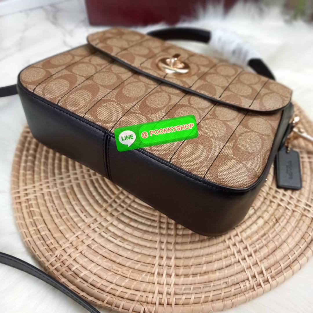 NEW IN💥>>รุ่นหายากก็มา แย่งกันแทบไม่ทัน🌺🌈//>>COACH MARLIE TOP HANDLE SATCHEL IN SIGNATURE CANVAS WITH QUILTING(COACH C5645) 🌺กระเป๋าถือ สะพาย วัสดุหนังแคนวาส ตัดขอบดีเทลด้วยหนังแท้ ขึ้นทรงสวยมากๆ //มีสายสะพายยาว