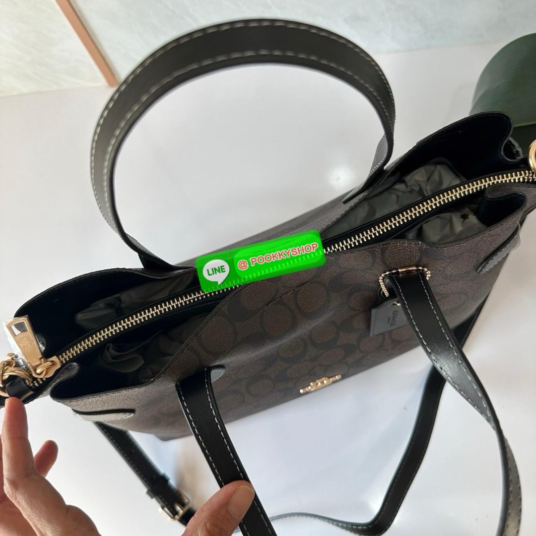 COACH HANNA CARRYALL IN SIGNATURE CANVAS (CH542) 🔖กระเป๋าสะพายไหล่/ถือ รูปทรงสวยหรู ลุคคุณนายมากแม่