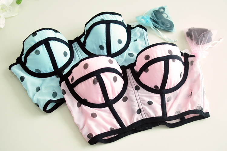 ชุดชั้นในเซ็กซี่ ชั้นในเต็มตัว งานเกรดพรีเมี่ยม ส่งญี่ปุ่น สีชมพูอ่อน ลายจุด แต่งขอบ ดำ 34B/34C