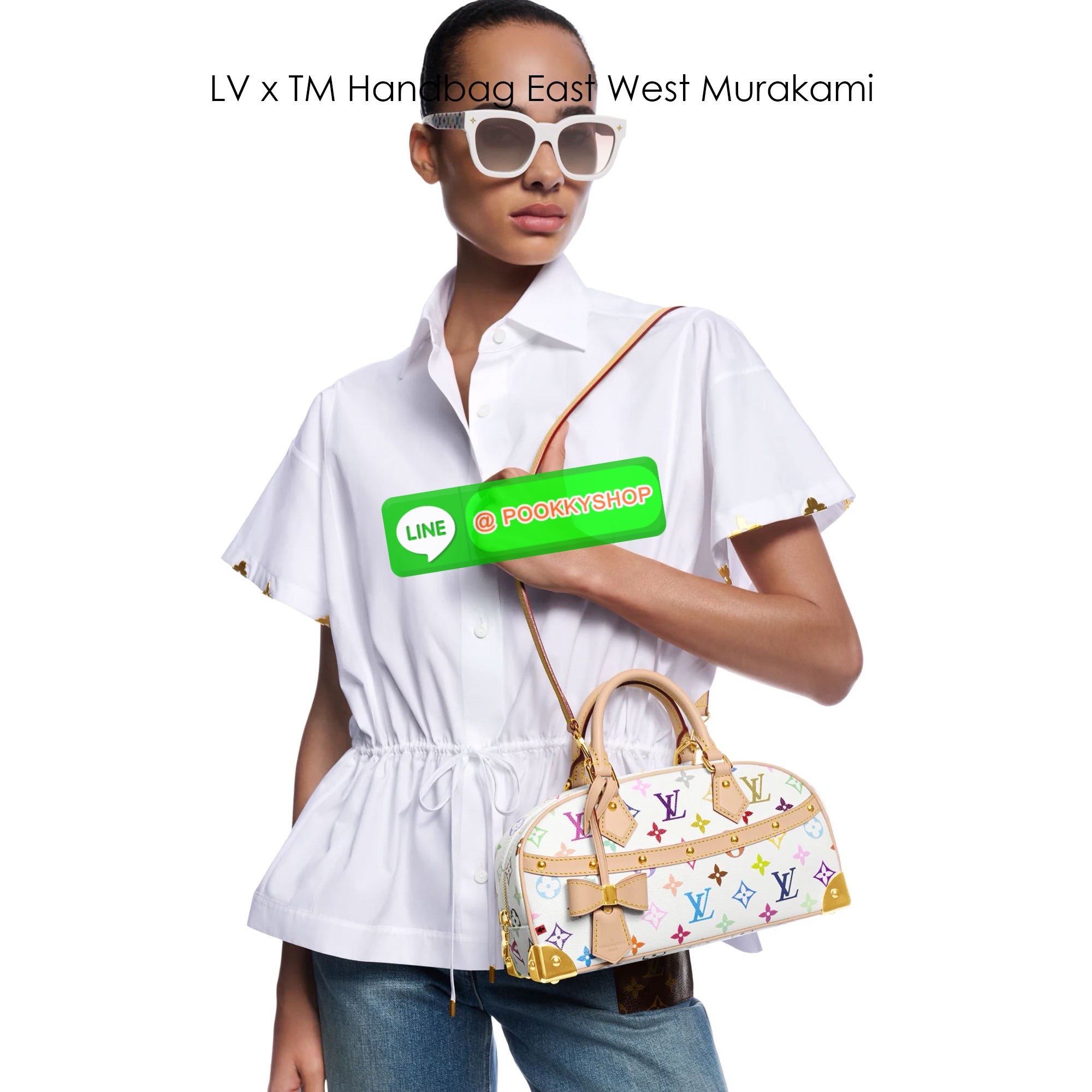 LV x TM Handbag East West Murakami กระเป๋าทรงโท้ทรุ่นท็อปฮิต กับดีไซน์ใหม่ต้อนรับฤดูร้อน โดดเด่นด้วยการตกแต่งลายพิมพ์ โทนสีสดใสสะดุดตา มาพร้อมพวงหนังห้อยรูปโบว์และแท็กปั้มแบรนด์ จับในตัวพร้อมสายสะพายข้าง รูปทรงสวยตลอดกาล ใช้ได้กับทุกลุค ทุกโอกาส ภายในโล่ง