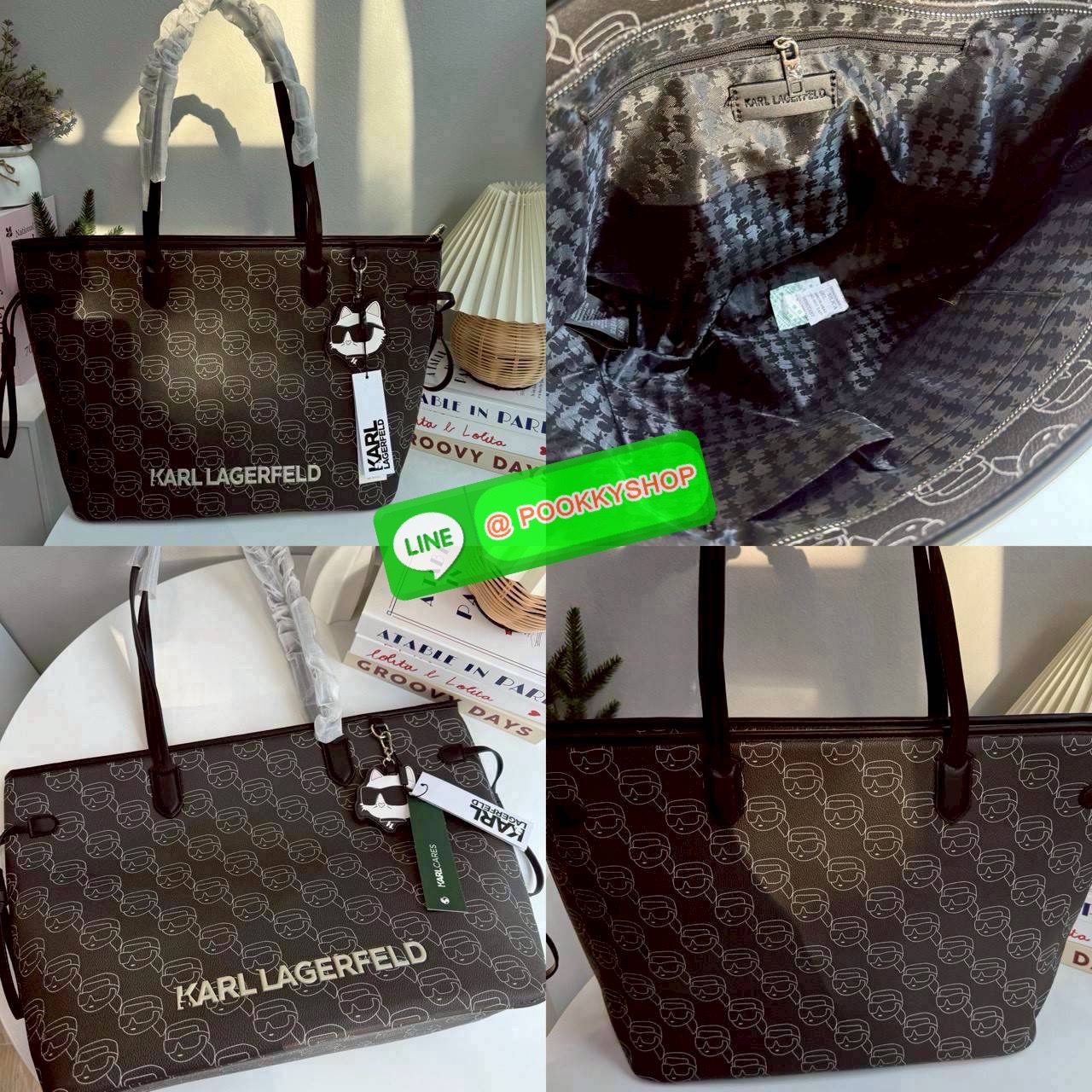 กระเป๋า Karl Lagerfeld Tote Bag งานสวยสุดๆ มาพร้อมพวงกุญแจ สุดน่ารัก