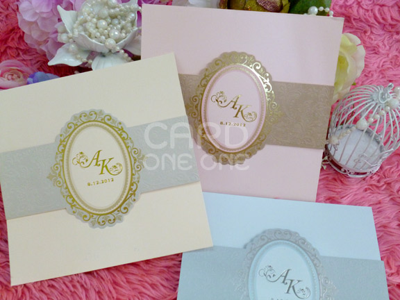 การ์ดแต่งงาน การ์ดเรียบหรู คลาสิค แนวตั้ง 3 พับ