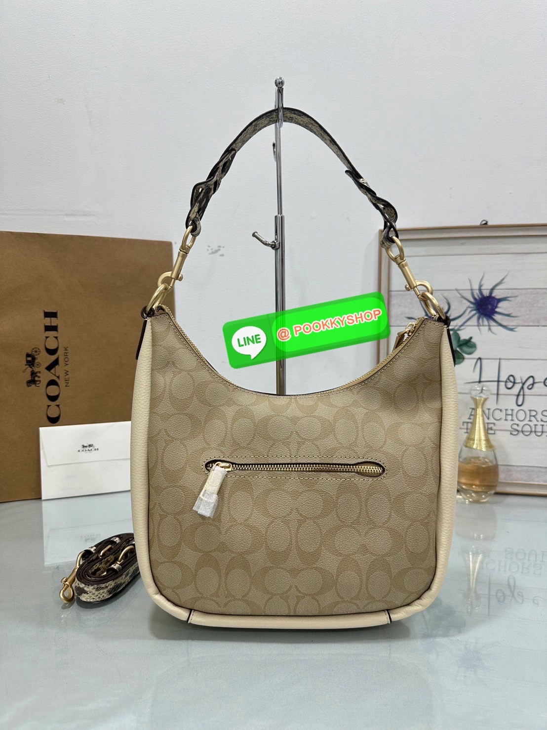 Coach C9190 Jules Hobo Shoulder Crossbody bag Refined pebble leather Inside zip and multifunction pockets Zip-top closure, fabric lining Detachable handle with 11" drop Outside zip pocket
