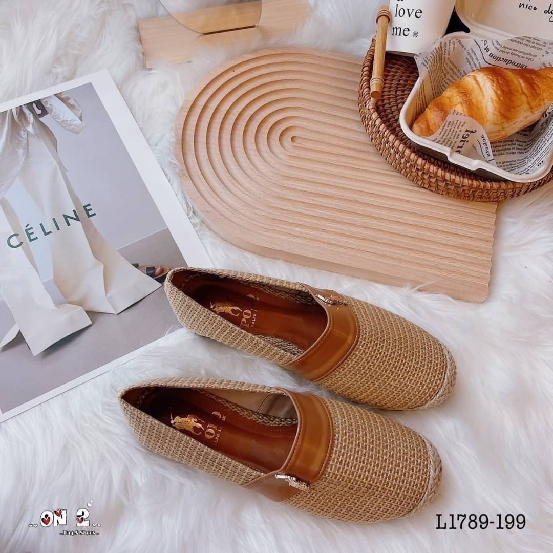 รองเท้าคัช POLO ปักอะไหล่ทอง แนวสปอร์ต ผ้าแคนวาน กับ ลายกระสอบสุดคลาสสิค สวยมากค่ะ พร้อมส่ง2สี