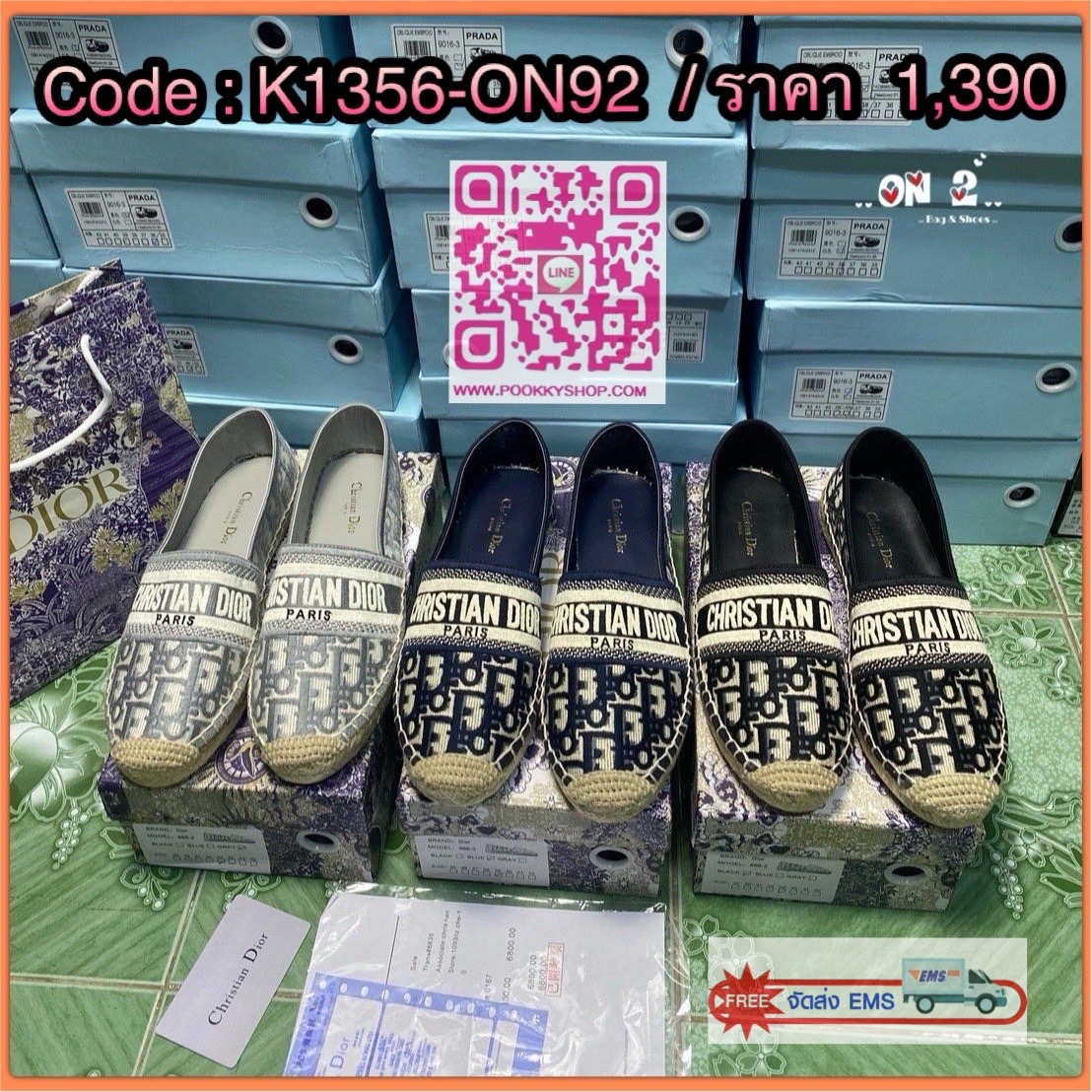 DIOR ESPADRILLES รองเท้าดิออร์ทรง DIOR ESPADRILLES พร้อมส่ง สวยมาก ตัดเย็บขึ้นทรงจากของแท้ พื้นนิ่ม มีกันลื่นค่ะ ใส่สบาย น้ำหนักเบา ไม่บีบเท้า มาพร้อมอุปกรณ์ครบตามรูป