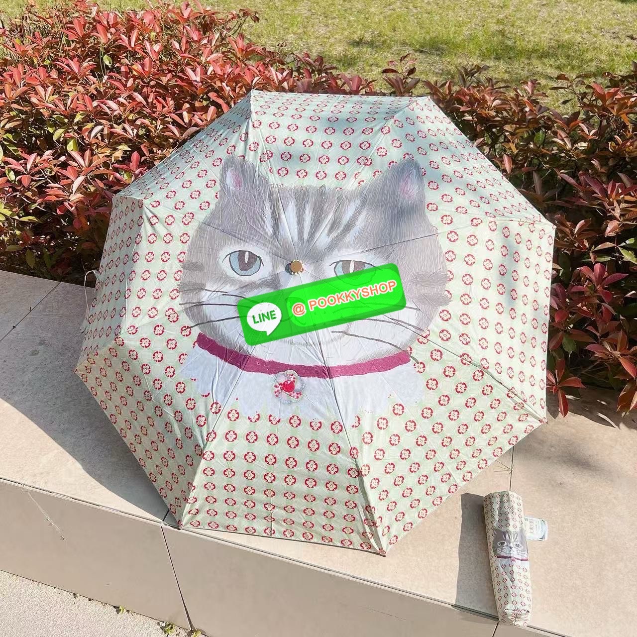 kusuguru Japan ร่มพับมีผ้าคลุม กันแดด กันฝน ป้องกันรังสียูวี สำหรับผู้หญิง ร่มพับ Parlor Suzuran-do