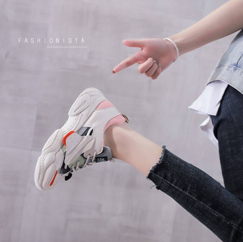 รองเท้าผ้าใบแฟชั่นสไตล์สปอร์ต วัสดุหนัง pu นุ่มขึ้นทรง ภายในบุฟูกนุ่มใส่สบาย