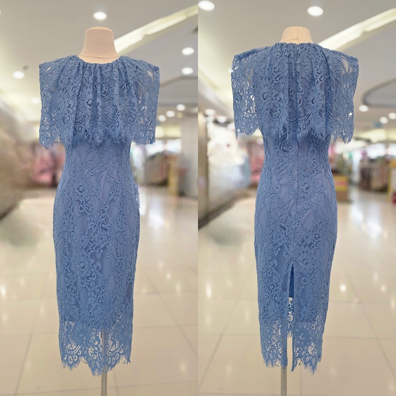 เดรสแฟชั่น เดรสเสื้อคอกลมแขนกุด กระโปรงทรงเข้ารูป