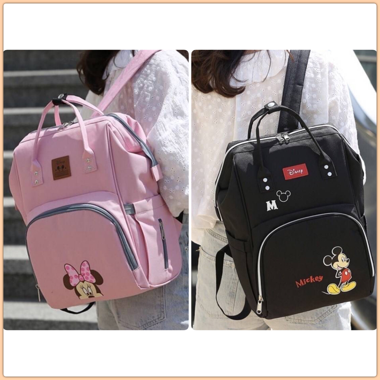 พร้อมส่ง กระเป๋าเป้อเนกประสงค์ B209 งานนำเข้าน่ารักมาก งาน disney สีชมพูมินนี่ สีดำมิกกี้เมาส์ งานผ้าหนา กันน้ำ จุของเยอะมาก ห้ามพลาดเลยจ้า