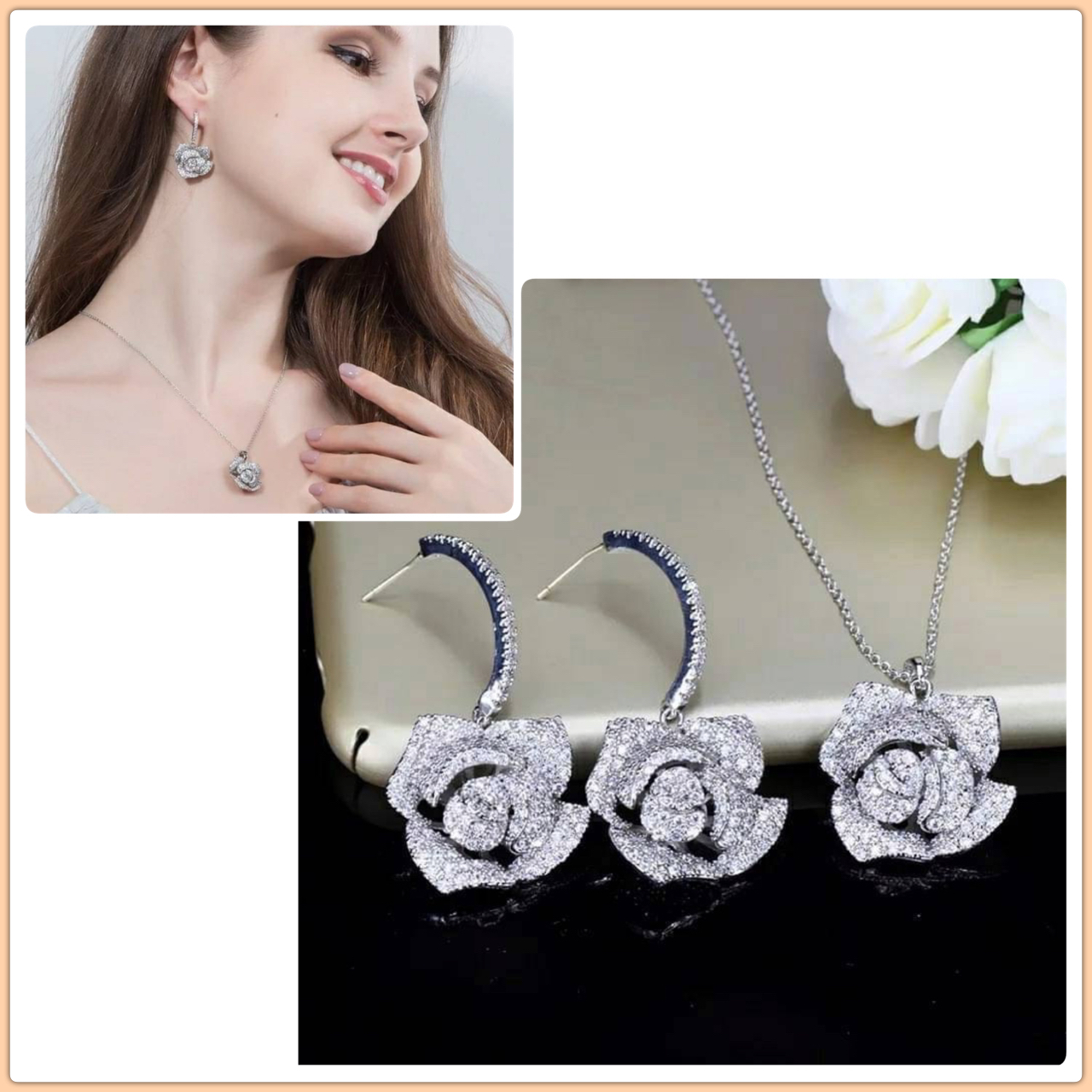 New Arrival !!!! เซตต่างหู+สร้อย งานเพชร CZ แท้ **เพชรรอบคอค่ะ** งานเพชรคัดทุกเม็ดค่ะ ของจริงสวยมั๊กๆเลยค่ะ ดีไซสวยน่ารักที่สุด เพชรเล่นไฟดีมากๆๆๆ เพชรใสวิ้ง ดีไซส์น่ารักมากๆคะ งานสวย เริ่ดดด เพชรสวยวิ้ง เด้งไฟ งานเกรดจิวเวอรี่อย่างดีมีคุณภาพจ้า