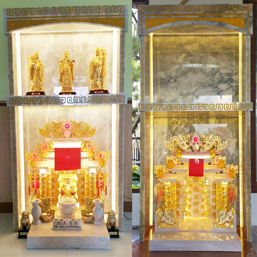 ตู้ครอบศาล 35 นิ้ว หินอ่อน 2 ชั้น ( แข็งแรงเสริมเหล็กติดwa LED )