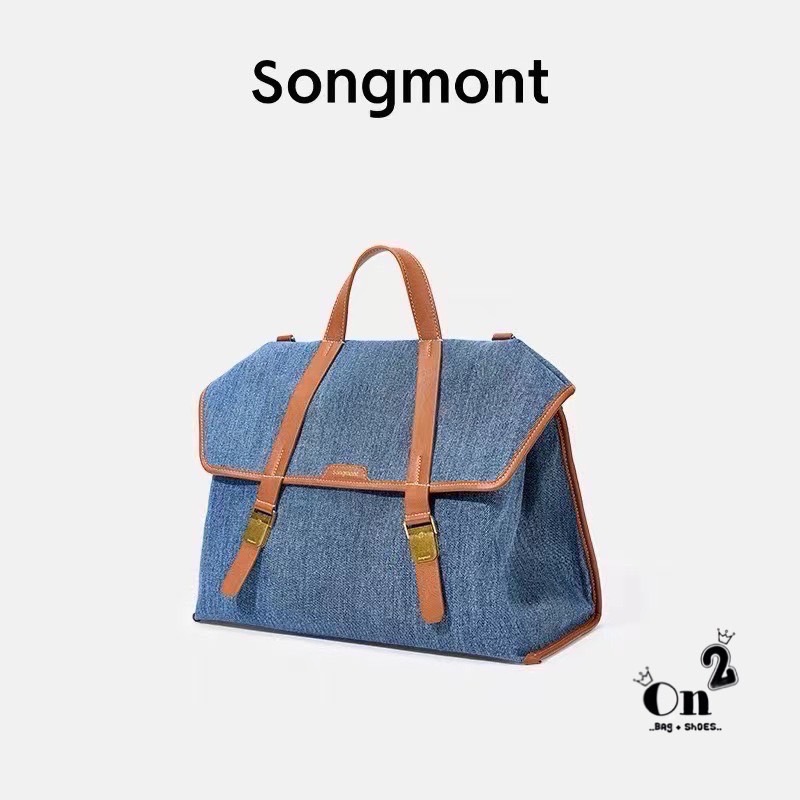 Songmont backpack วัสดุตัวกระเป๋าทำจากผ้าdenim อย่างดี ตรงสายทำจากหนังแท้ real leather อะหลั่ยสีทอง ของจริงน่ารักมากๆ มาพร้อมสายยาว 2 เส้น ทำจากผ้าไนล่อนอย่างหนา