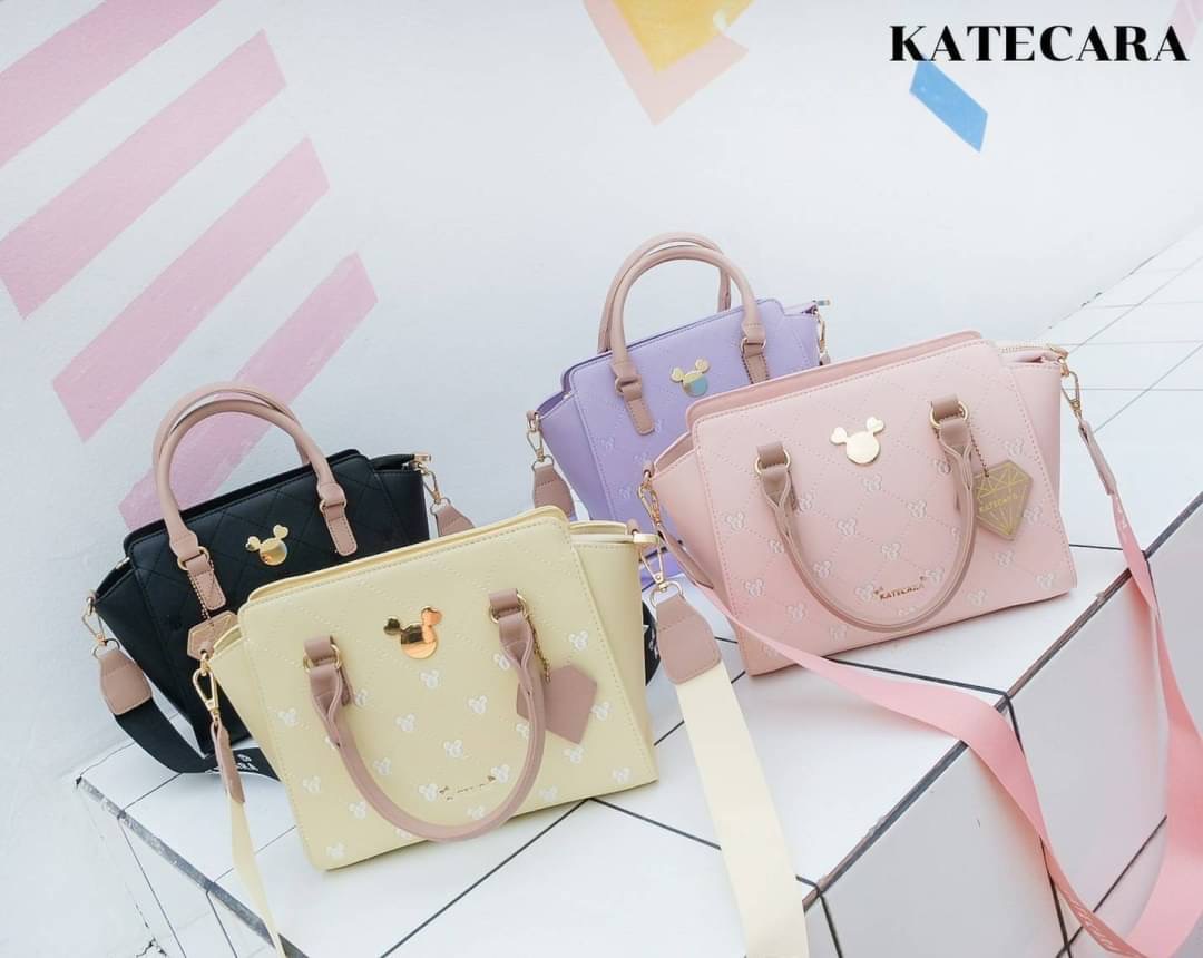 ว๊าวววๆๆ สวยมาก แบรนด์แท้ KATECARA สีพาสเทลหน้ามิกกี้ มี2 สาย ใบใหญ่ งานสวยมากๆ คะ