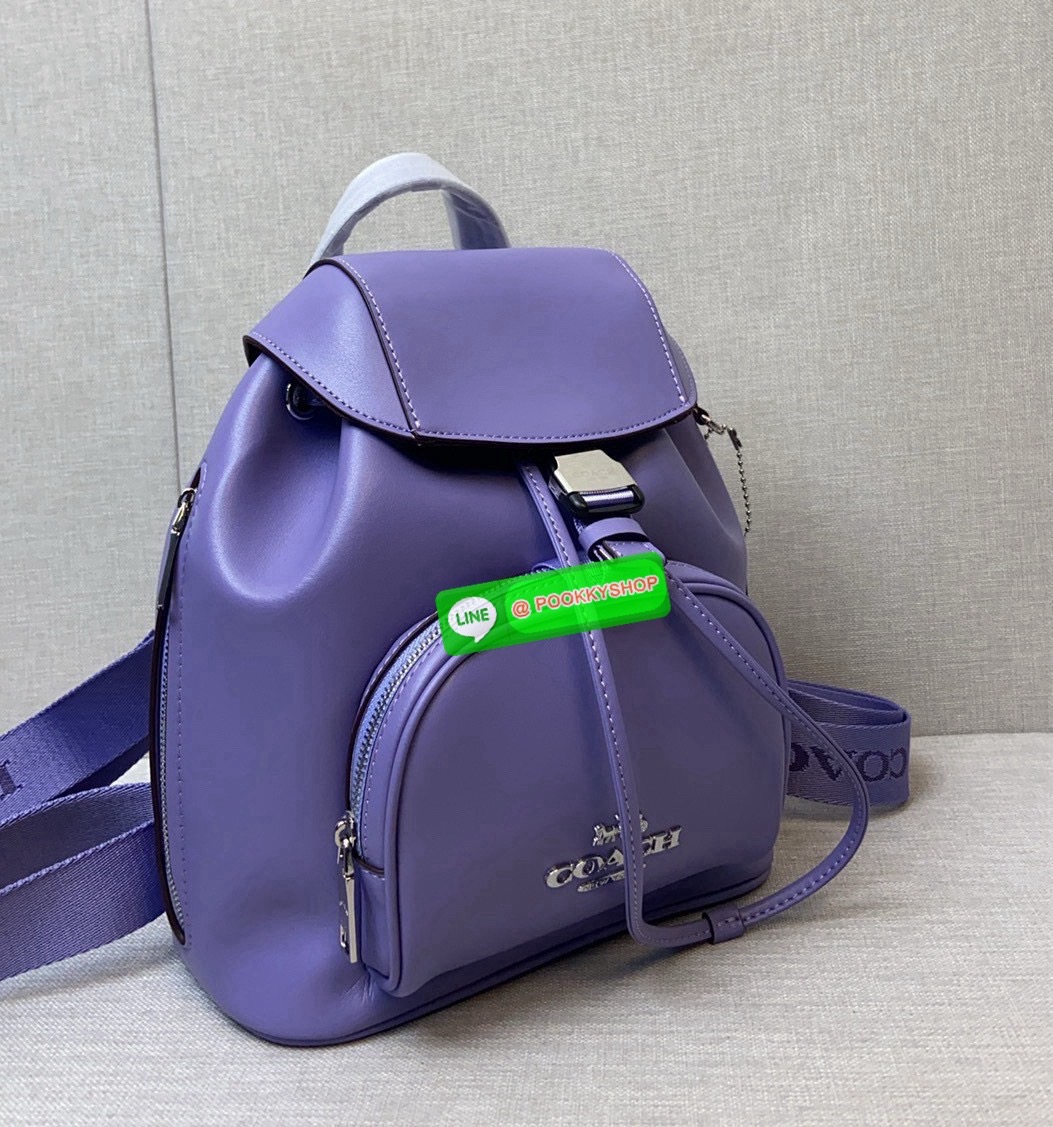 COACH PACE BACKPACK COACH CR100 | Refined calf leather | Inside zip and multifunction pockets | Drawstring and speedclip closures, fabric lining | Handle with 3" drop | Outside zip pocket | Outside zip access to interior |