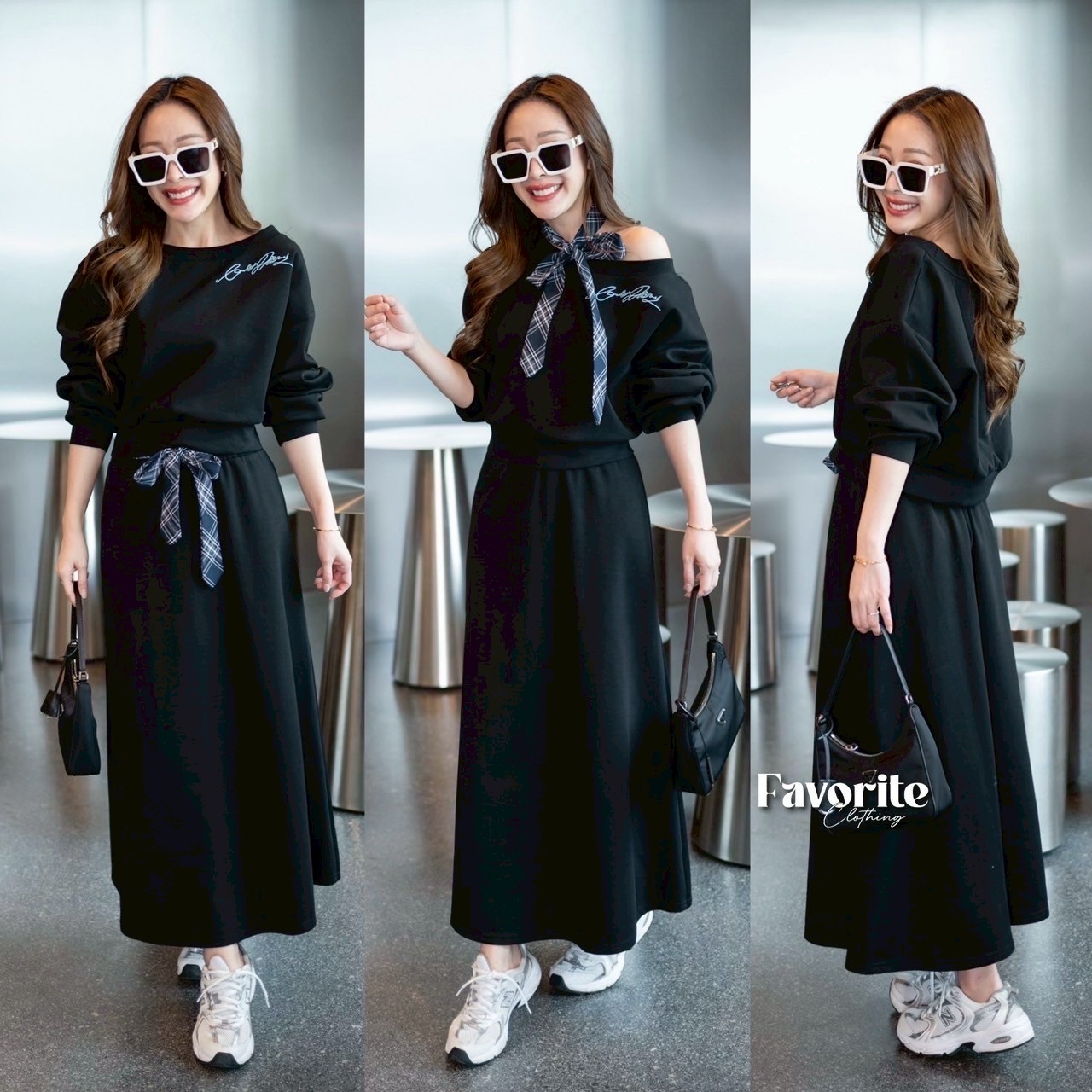 รอบ3 มาแล้วค่าาาา!!!!!! ❣️Set เสื้อแขนยาว+กระโปรงยาว❣️ Set เสื้อยืดแขนยาวคอปาด ปักลายด้านหน้า มาพร้อมกระโปรงผ้ายืด เอวสม็อค มีเข็มขัดผ้าเก๋ๆลายสก็อตมาให้ สามารถปรับผูกได้หลายแบบนะคะ งานดีมากกก ห้ามพลาดเลย!!!