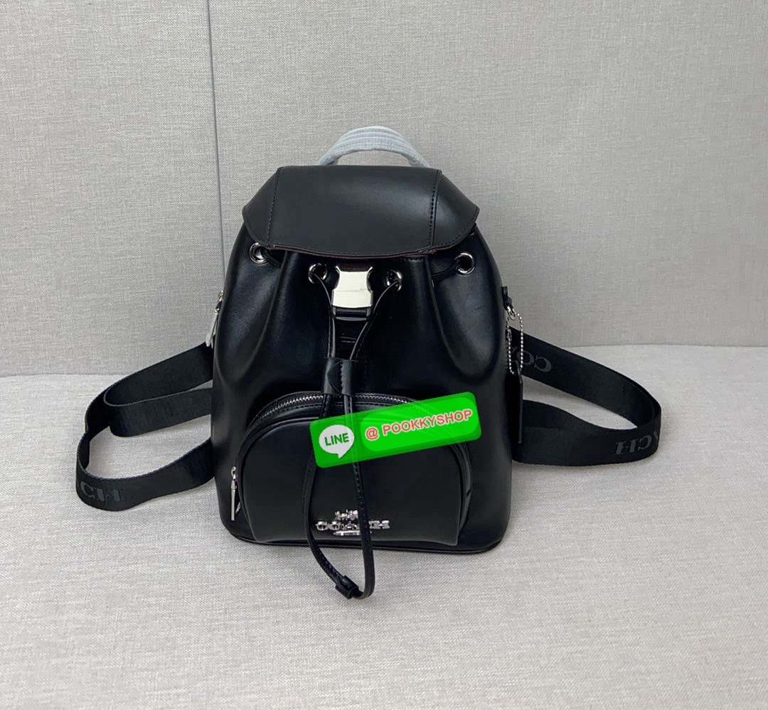 COACH PACE BACKPACK COACH CR100 | Refined calf leather | Inside zip and multifunction pockets | Drawstring and speedclip closures, fabric lining | Handle with 3" drop | Outside zip pocket | Outside zip access to interior |