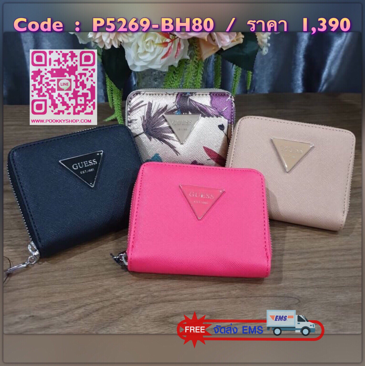 พร้อมส่งรุ่นหายาก! GUESS FACTORY WOMEN'S ZIP AROUND SHORT WALLET กระเป๋าสตางค์สั้นพับ2ตอนซิปรอบหนัง Saffiano ด้านหน้าประดับโลโก้แบรนด์สวยหรู ภายในมีช่องใส่ธนบัตร ใส่แบงก์พัน ช่องใส่เหรียญ และช่องใส่บัตรหลายช่อง ตัวจริงสวยน่าใช้ ภาพถ่ายจากสินค้าจริงค่