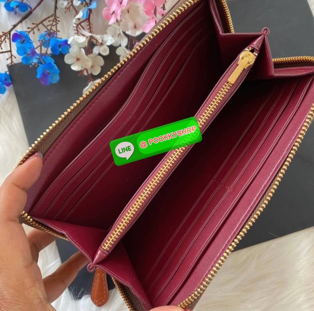 Coach Accordion Zip Wallet In Signature Canvas With Floral Bow Print