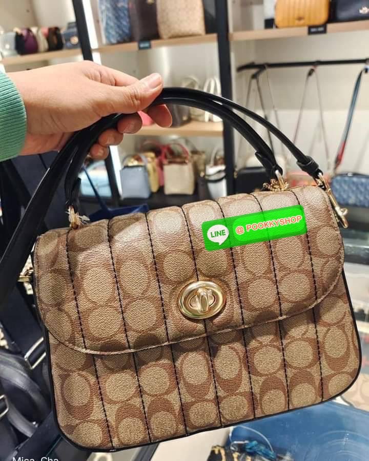 NEW IN💥>>รุ่นหายากก็มา แย่งกันแทบไม่ทัน🌺🌈//>>COACH MARLIE TOP HANDLE SATCHEL IN SIGNATURE CANVAS WITH QUILTING(COACH C5645) 🌺กระเป๋าถือ สะพาย วัสดุหนังแคนวาส ตัดขอบดีเทลด้วยหนังแท้ ขึ้นทรงสวยมากๆ //มีสายสะพายยาว