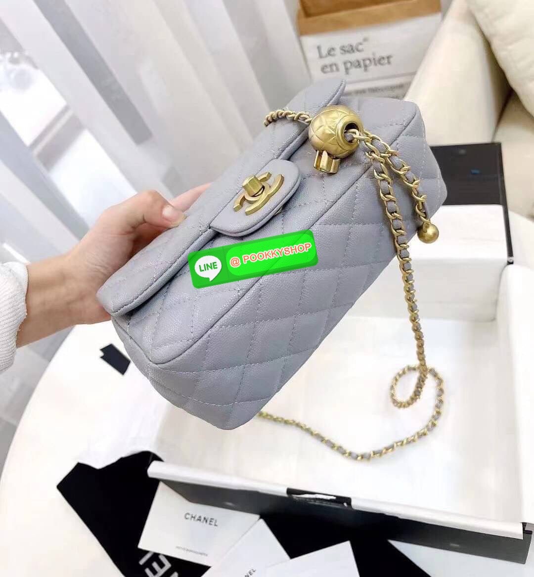 Chanel MINI FLAP BAG CAVIAR Leather GOlD tone hardware