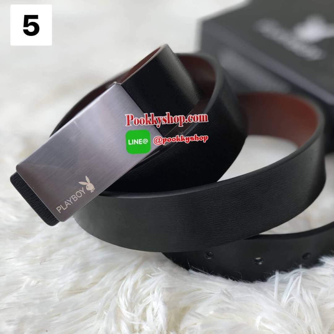 DON'T MISS! PLAYBOY MEN LEATHER BELT (Free Size) เข็มขัดหนังสีดำรุ่นสุดฮิตจาก Playboy หัวเข็มขัดโลหะดำตัดเงินปั้มโลโก้คุณภาพดีตามแบบฉบับของแบรนด์ดีไซน์คลาสสิคเข้าได้กับทุกชุดสามารถปรับได้หลายระดับ มาพร้อมกล่องแบรนด์สามารถมอบเป็นของขวัญได้ ไอเท็มนี้ M