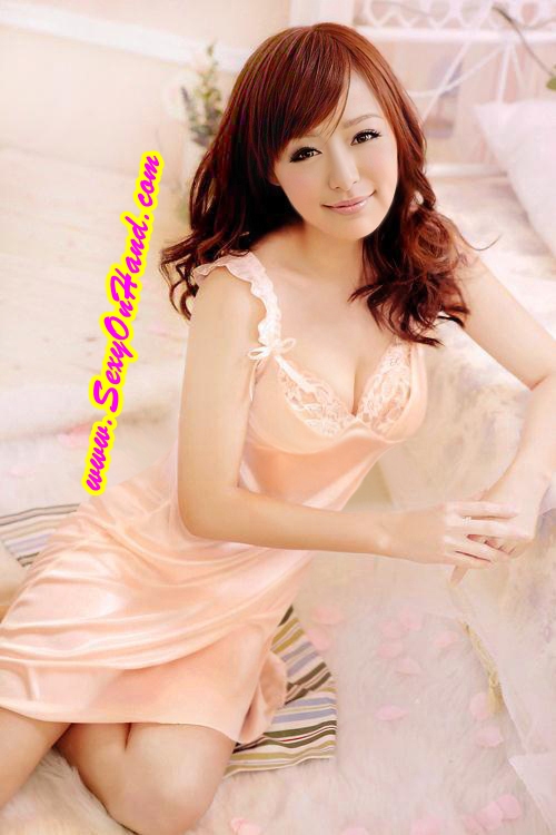 ชุดนอนเซ็กซี่ ผ้าไหมเทียม เล่นขอบลูกไม้ lสีพีชอ่อน เนื้อผ้าละเอียดสวยหรู จับจีบระบาย สีโอรส สไตล์คุณหนูๆ